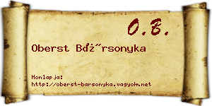 Oberst Bársonyka névjegykártya